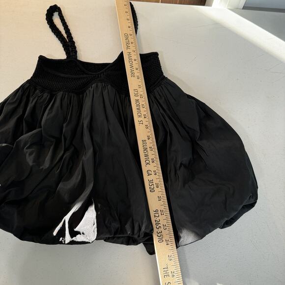 by Anthropologie Knit Swing Tank Top Sz XS Black Bubble Hem Boho Babydoll Flowy - Picture 10 of 12